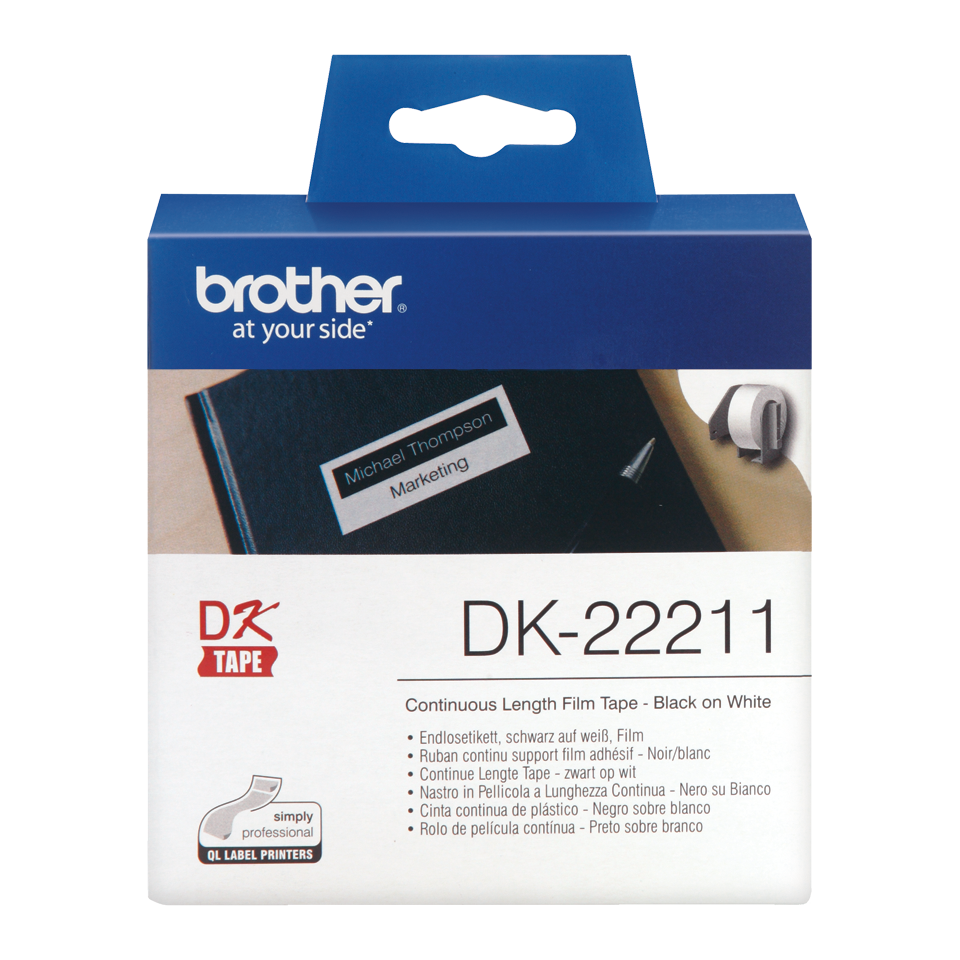 Brother DK-22211 29mm Beyaz Sürekli Form Dayanıklı Film Etiket 15 metre 