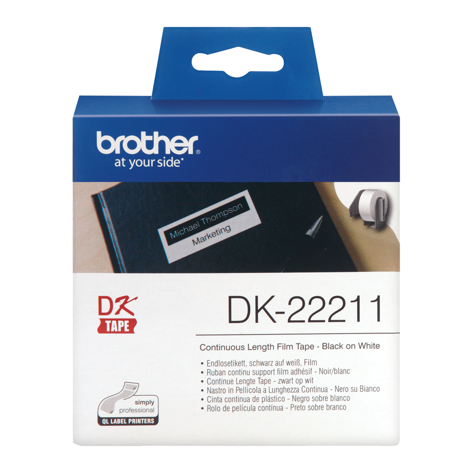 Brother DK-22211 29mm Beyaz Sürekli Form Dayanıklı Film Etiket 15 metre Orjinal - 1
