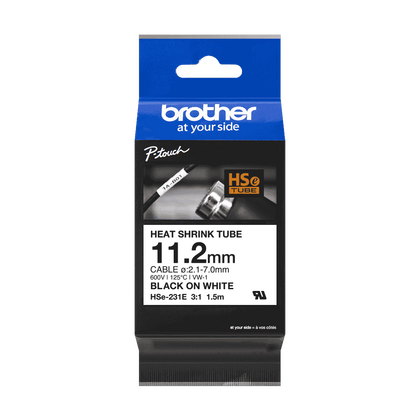 Brother HSE-231E Beyaz Üzerine Siyah Etiket Bandı- 11.2MMx1.5m - 1