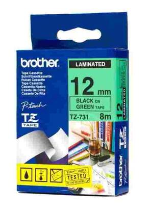 Brother TZ-731 Yeşil Üzerine Siyah Etiket 12mm - 1