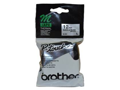 Brother M-931 Gümüş Üzerine Siyah P-Touch Etiket 12mm - PT-55 / PT-60 / PT-80 - 1