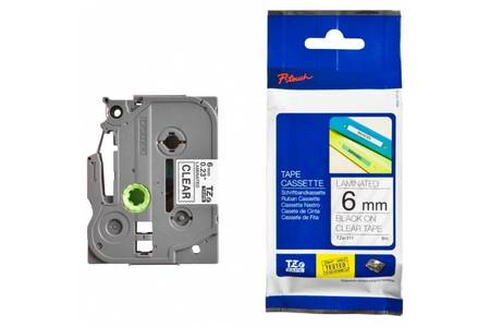 Brother P-TOUCH TZE-111 Şeffaf Üzerine Siyah Laminasyonlu Etiket - 1