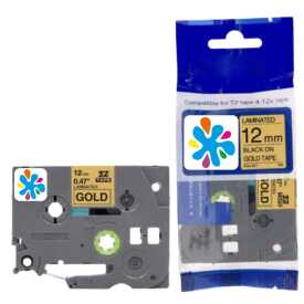 Brother P-Touch TZE-831 Muadil Gold Üzerine Siyah Etiket 12mm x 8m - Brother