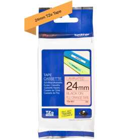 Brother P-Touch TZE-B51 Orjinal Fosforlu Turuncu Üzerine Siyah Etiket 24mm x 8m - Brother