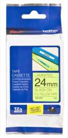 Brother P-Touch TZE-C51 TZE-TAPE 24 MM Sarı üzerine Siyah Fosforlu Laminasyonlu Etiket 