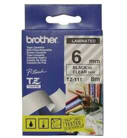 Brother TZ-111 Şeffaf Üzerine Siyah Laminasyonlu Muadil Etiket 