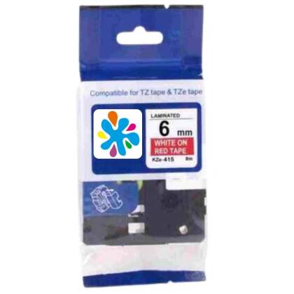 Brother TZe-415 Kırmızı Üzerine Beyaz Muadil Etiket 6mm - 1