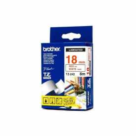 Brother TZ-242 (18MM) Kırmızı Lamine Etiket 