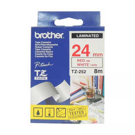 Brother TZ-252 (24MM) Kırmızı Lamine Etiket 
