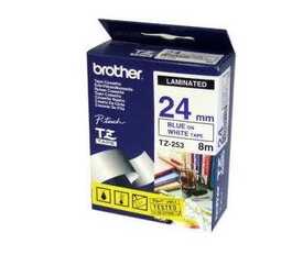 Brother TZ-253 (24MM) Beyaz Üzerine Mavi Etiket 