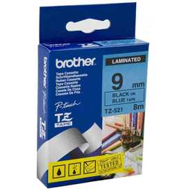 Brother Tz-521 Mavi Üzerine Siyah Orjinal Lamine Etiket - Brother