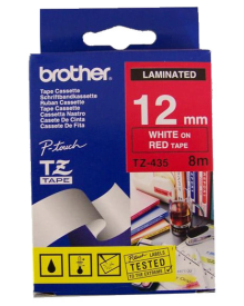 Brother TZ-435 Kırmızı üzerine Beyaz Orjinal Etiket - Brother