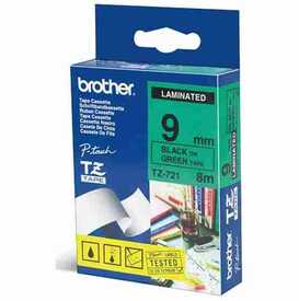 Brother TZ-721 Yeşil Üzerine Siyah Laminasyonlu Etiket - Brother