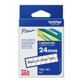 Brother Tze-151 Şeffaf Üzerine Siyah Etiket 24mm x 8m - Brother