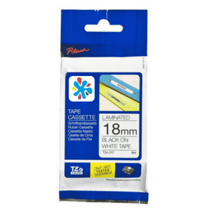 Brother TZE-241 Beyaz Lamine Muadil Etiket 18mm - 1