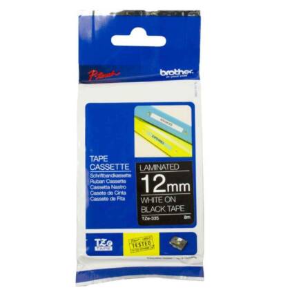 Brother TZE-335 Siyah Orjinal Lamine Etiket 12mm - 1