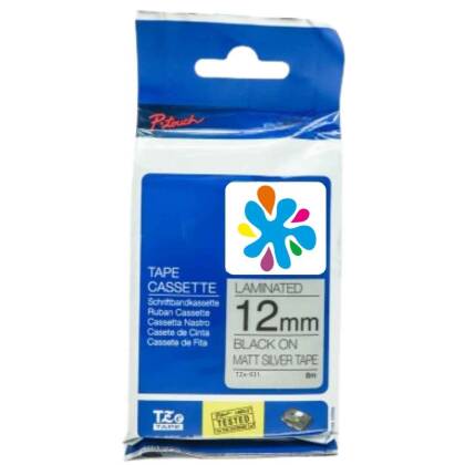Brother TZe-931 Gümüş Üzerine Siyah Muadil Etiket 12mm - 1