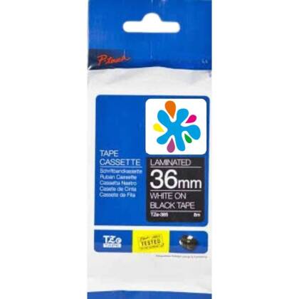 Brother TZE-365 Siyah üzerine Beyaz Standart Laminasyonlu Muadil Etiket - 1