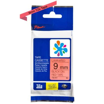 Brother TZe-421 Kırmızı Üzerine Siyah Muadil Etiket 9mm - 1