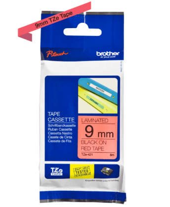 Brother TZe-421 Kırmızı Üzerine Siyah Orjinal Etiket - 1
