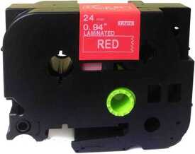 Brother TZe-455 Kırmızı Üzerine Beyaz Muadil Etiket 24mm 