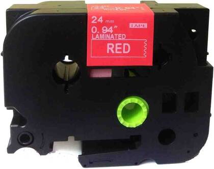 Brother TZe-455 Kırmızı Üzerine Beyaz Muadil Etiket 24mm - 1