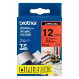 Brother TZ-431 12mm Kırmızı üzerine Siyah Laminasyonlu Etiket - Brother