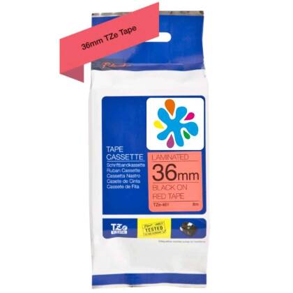 Brother TZe-461 Kırmızı üzerine Siyah Laminasyonlu Muadil Etiket 36mm x 8mm - 1