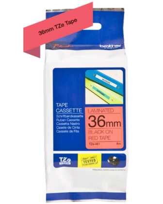 Brother TZe-461 Kırmızı üzerine Siyah Laminasyonlu Orjinal Etiket 36mm x 8mm - 1