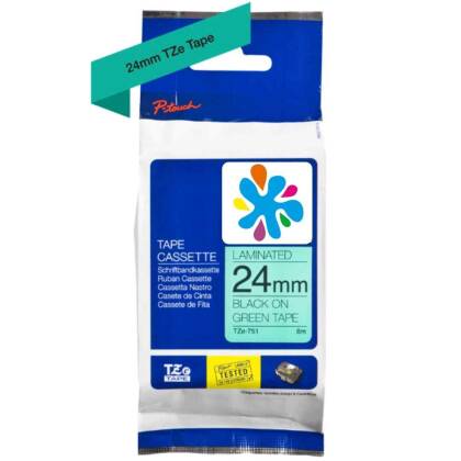 Brother TZe-751 Yeşil Üzerine Siyah Muadil Etiket Şeridi - 1