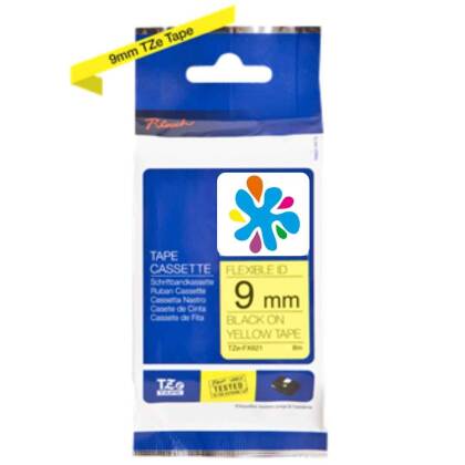 Brother TZE-FX621 Sarı Üzeri Siyah Esnek Muadil Etiket - 1