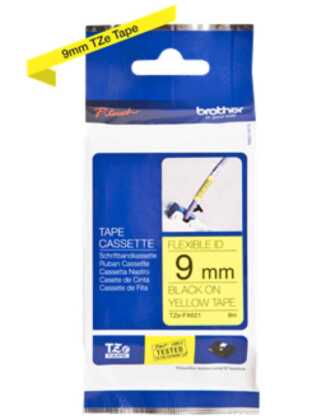Brother TZe-FX621 Sarı üzerine Siyah Esnek Laminasyonlu Orjinal Etiket - 1