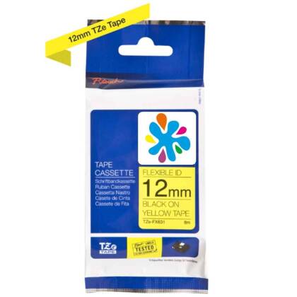 Brother TZe-FX631 Sarı Üzerine Siyah Muadil Etiket Şeridi - 1