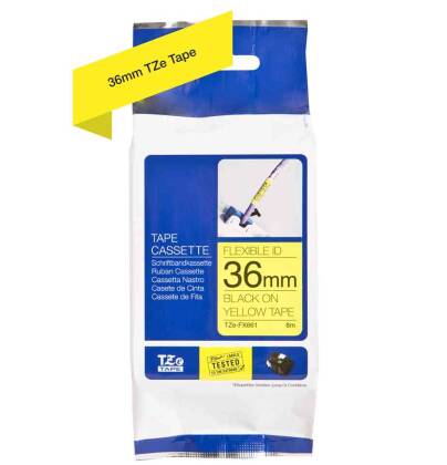 Brother TZe-FX661 Sarı üzerine Siyah Muadil Etiket 36mm - 1