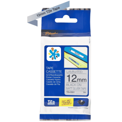 Brother TZe-M931 Mat Gümüş üzerine Siyah Muadil Etiket 12mm - 1