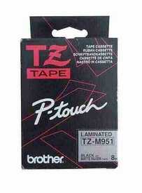 Brother TZ-M951 24mm Mat Gümüş üzerine Siyah Laminasyonlu Etiket 