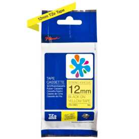 Brother TZe-S631 12mm Sarı üzerine Siyah Güçlü Yapışkanlı Laminasyonlu Muadil Etiket - Brother