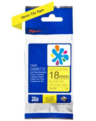 Brother TZe-S641 18mm Sarı üzerine Siyah Laminasyonlu Muadil Etiket - 1
