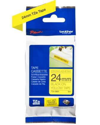 Brother TZE-S651 Sarı Üzeri Siyah Lamine Orjinal Etiket (24MM) - 1