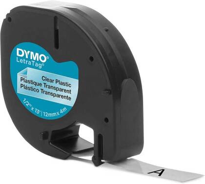 DYMO 12268-S0721530 Şeffaf LetraTag Plastik Orjinal Şerit (12mm x 4mt) - 1