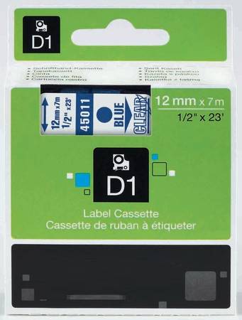 Dymo 45011 Şeffaf Üzerine Mavi 12mm/7m Muadil Etiket - 1
