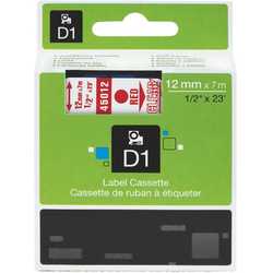 Dymo 45012 Şeffaf Üzerine Kırmızı 12mm/7m Muadil Etiket - Dymo