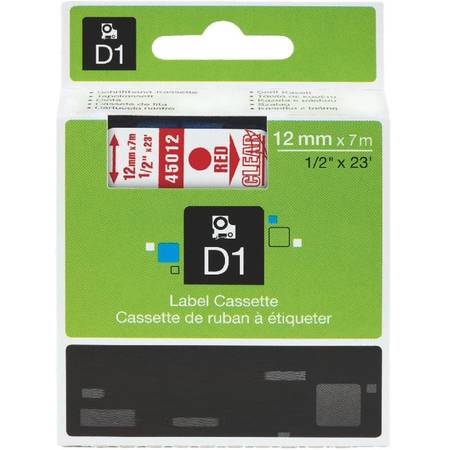 Dymo 45012 Şeffaf Üzerine Kırmızı 12mm/7m Muadil Etiket - 1