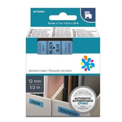 DYMO 45016-S0720560 Mavi/Siyah LabelManager Muadil Şerit -12 mm-7 mt - 1