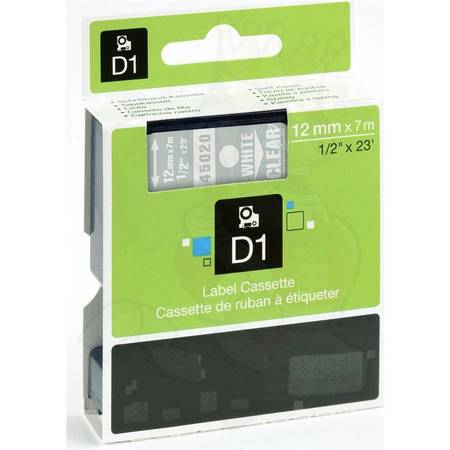 Dymo 45020 Şeffaf Üzerine Beyaz 12mm/7m Muadil Etiket - 1