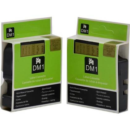 Dymo 45023 Altın Üzerine Siyah 12mm/7m Muadil Etiket - 1