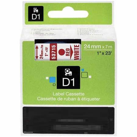 Dymo 53715 Beyaz Üzerine Kırmızı 24mm/7m Muadil Etiket - 1