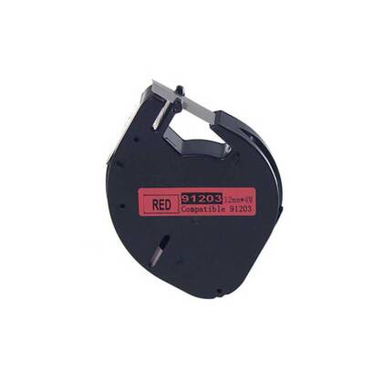 Dymo LetraTag 59424 Muadil Plastik Kırmızı Üstüne Siyah Etiket 91203 - 1
