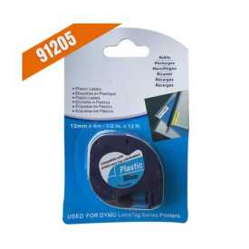 Dymo LetraTag 59426 Muadil Plastik Mavi Üstüne Siyah Etiket 91205 