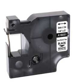 DYMO RhinoPRO 18051 Beyaz/Siyah Isıyla Küçülen Muadil Şerit 6mm x 1,5mt 